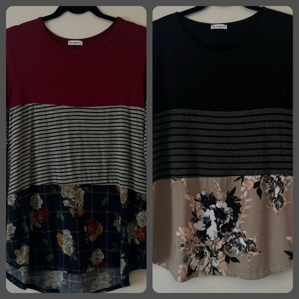 ☘️ Two long sleeve crew neck mix prints top shirts by EGS BY ELOGES